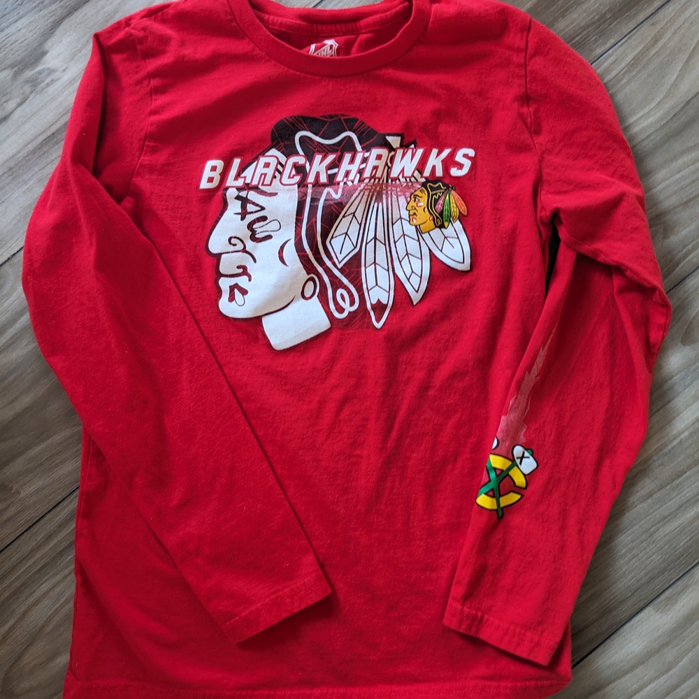 Red Blackhawks Long Sleeve Shirt